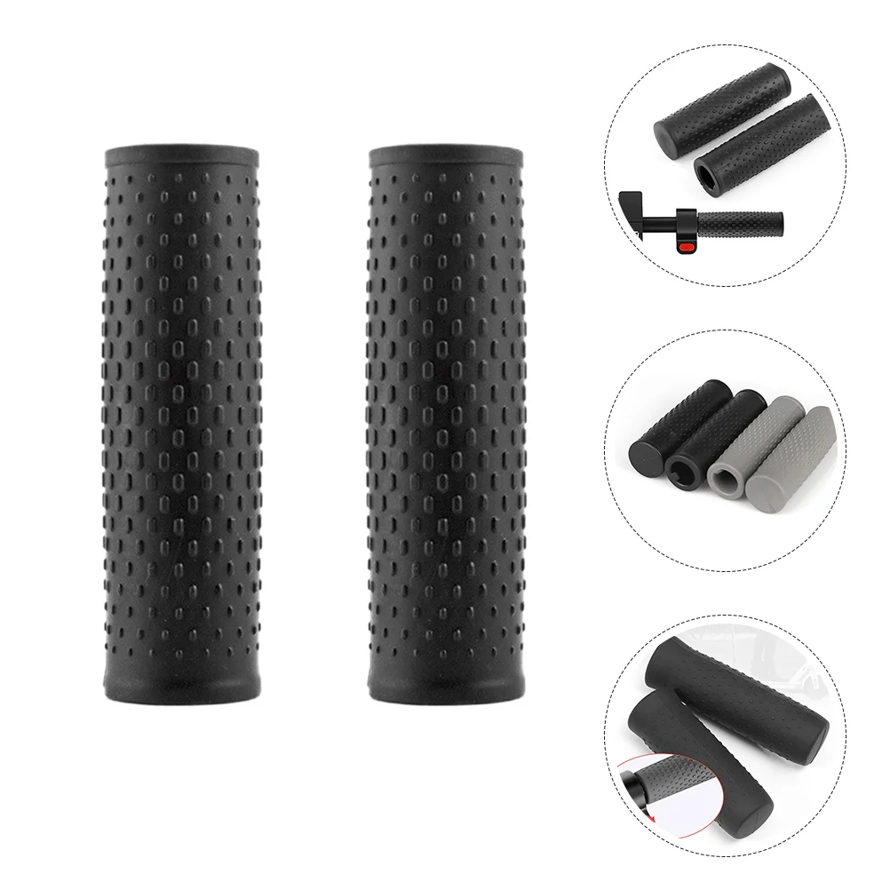 

2 Pcs Electric Scooter Handlebar Grips Black Silicone Rubber Covers Shock Absorption Anti Skid Wear Resistant Comfort Grip