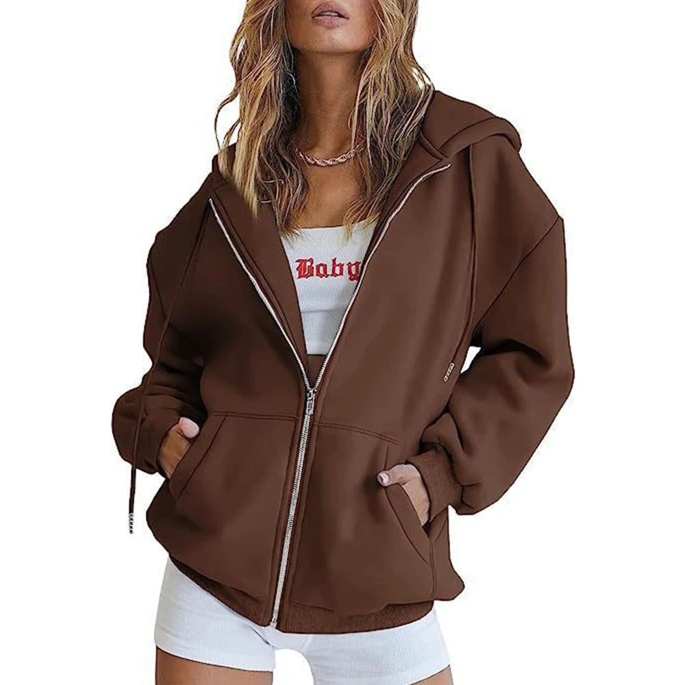Damen-Kapuzenpullover mit Reißverschluss, neues Sweatshirt, lässiger Reißverschluss-Stil, Top, Damen-Kapuzenjacke, Sweatshirt, lässiger Kordelzug-Hoodie mit Tasche