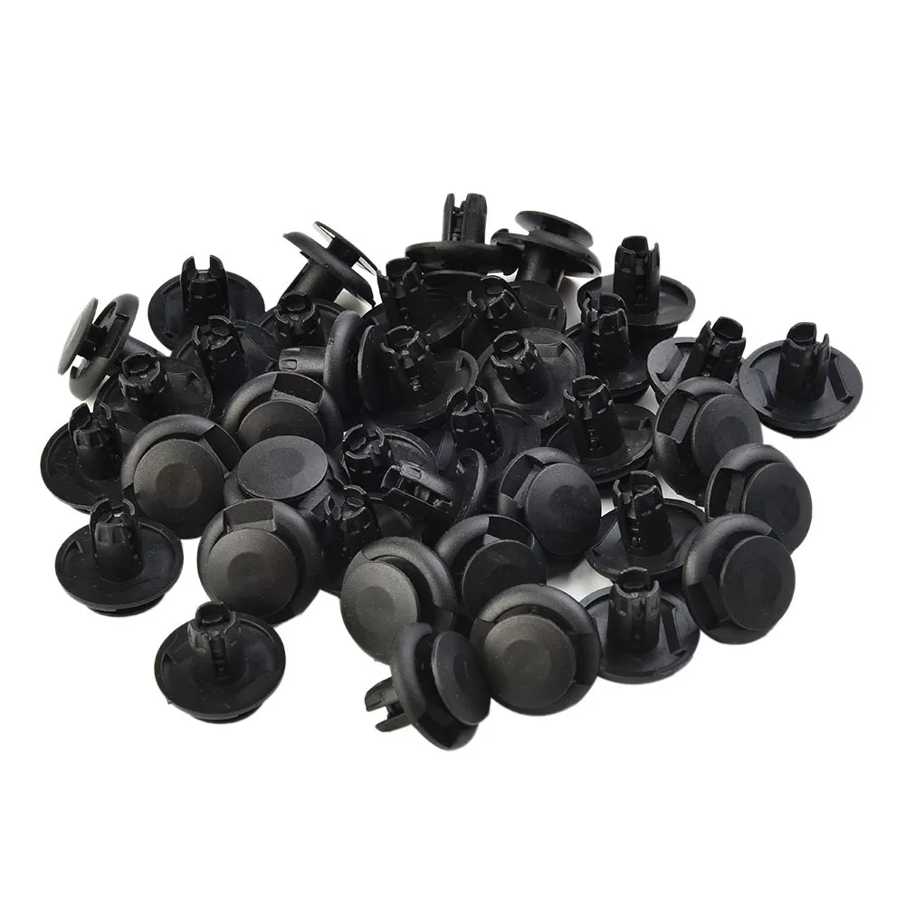 50 PCS 8mm Hole Plastic Push Pin Rivets Fastener Clips Car Bumper Door Panel Fender Liner Clips Black Auto Fastener Car Clips