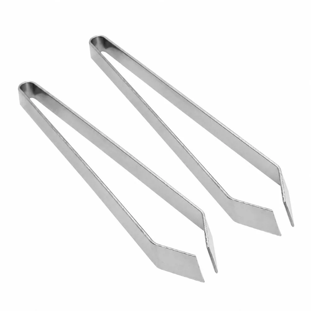 2 PCS Stainless Steel Fish Bone Tweezers Silver Anti Slip Fish Bone Pliers Multifunctional Slant Tip Deboning Tweezers