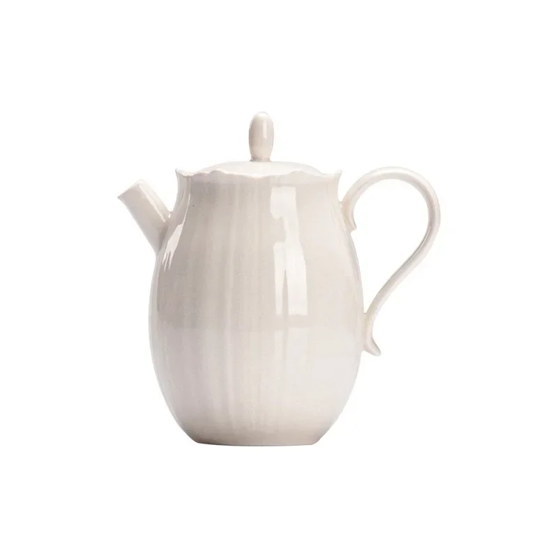 Japanese Style Grass and Wood Gray Glazed Teapot Handmade Ceramic Brewing Teapot with Filter Household Single Pot Kung Fu TeaSet