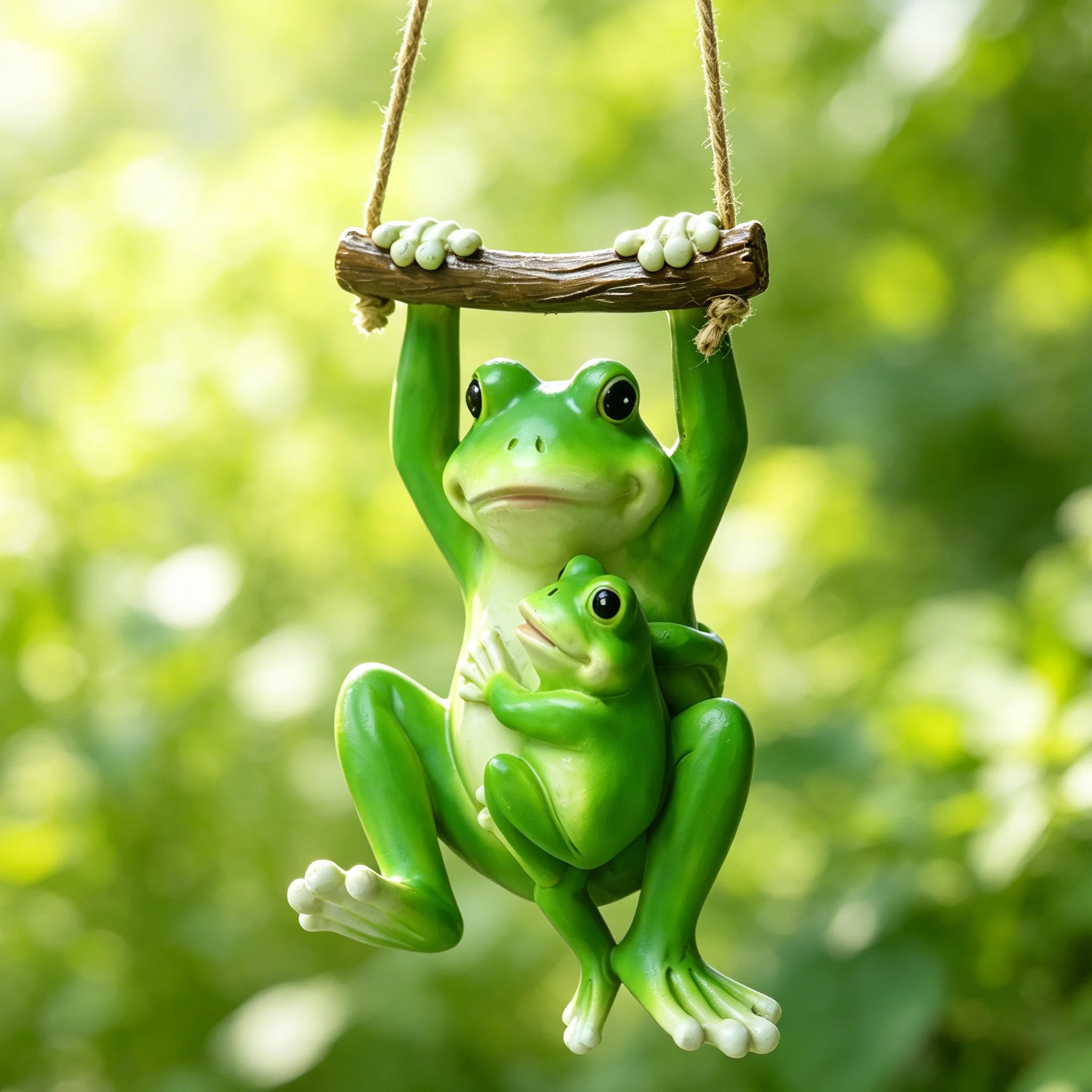 Mother And Baby Frog Hanging Ornament, Resin Swing Frog Figurine For Tree Garden Outdoor Yard Decor