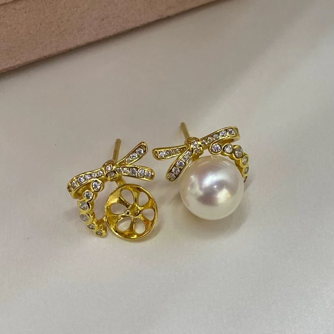 

Оптовая продажа, серьги из стерлингового серебра 925 пробы, фурнитура для крепления, базовые монтажные детали, аксессуар для жемчуга 8-9 мм, 5 пар/лот