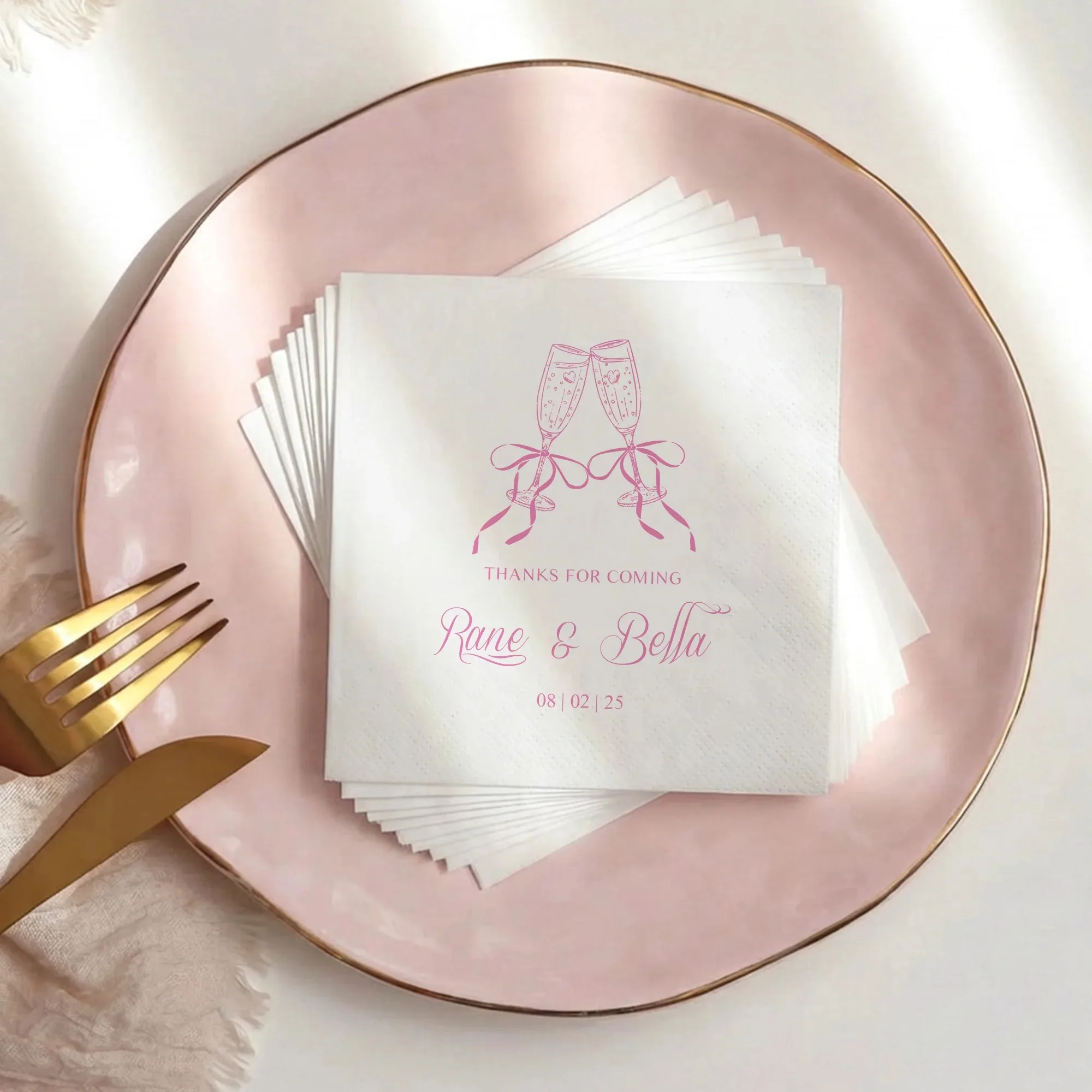 Custom Cocktail Napkins 3 Ply Personalized Cocktail Napkins Party Decor Disposable Paper Napkins For Wedding Anniversary Bridal - view 6
