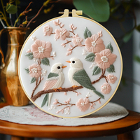 1 piece embroidery kit, 20x20cm/7.9x7.9 inches, flower and bird, handmade DIY embroidery kit, suitable for adults and beginners,