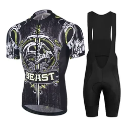 2023 Men Cycling Jersey Set Skull Style Short Sleeve Bike Uniform Sports Bicycle Clothing MTB Clothes Wear Maillot Ropa Ciclismo