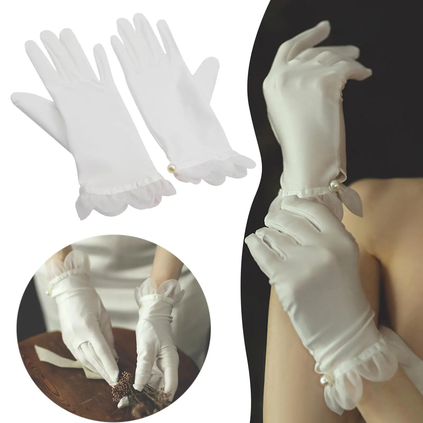 Short Satin Gloves Wedding Bride Gloves Bridal Gloves for Banquet Dress