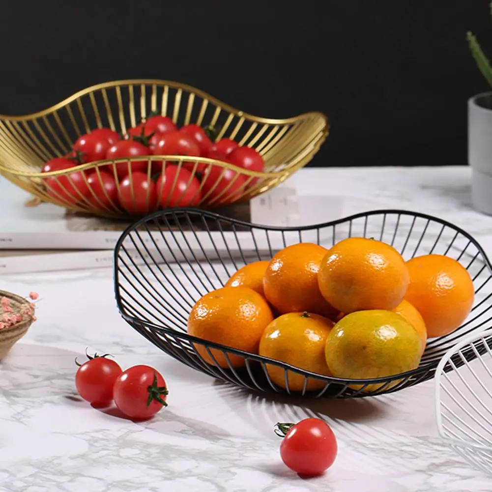 Metal Wire Fruit Bowl Exquisite Iron Arts Fruit Storage Baskets For Kitchen Counter Vegetables Bread Snacks Plate Decorative