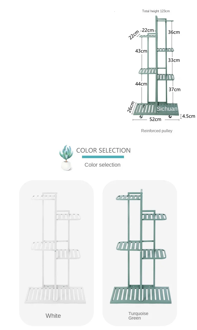 Upgraded and Enhanced Indoor Iron Flower Rack with Pulleys Painted Living Room Multi-layer Potted Plant Iron Storage Rack