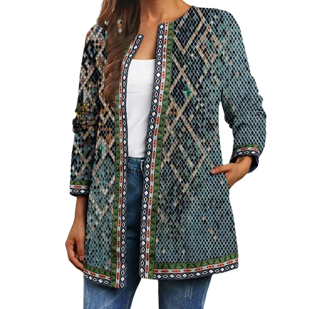 Overcoat for Women Butterfly Print Retro Loose Ethnic Colorful Vintage Cardigan Coat Spring Autumn Jacket