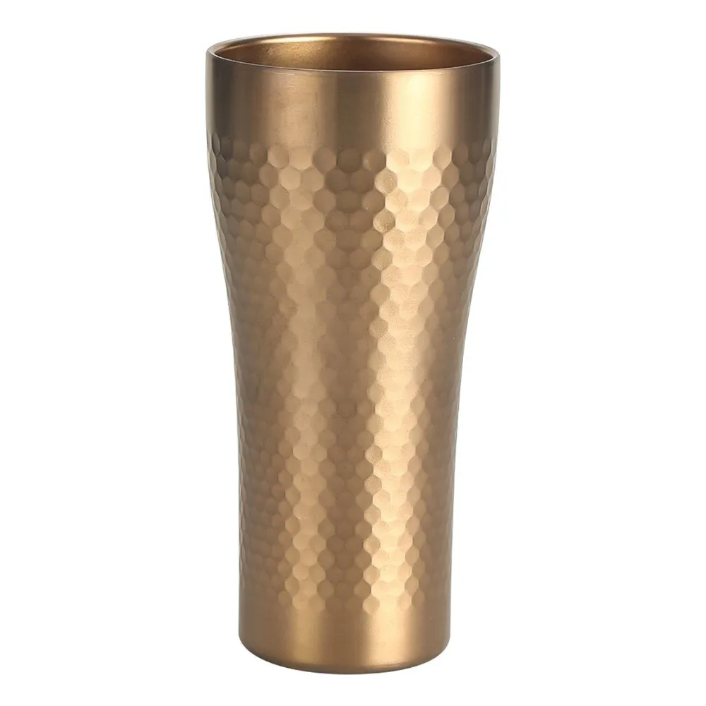 New Double-Wall Beer Cups Hammered Texture Keep Cold Cold Water Drinks Cup Stainless Steel Anti-fall Milk Mugs Bar