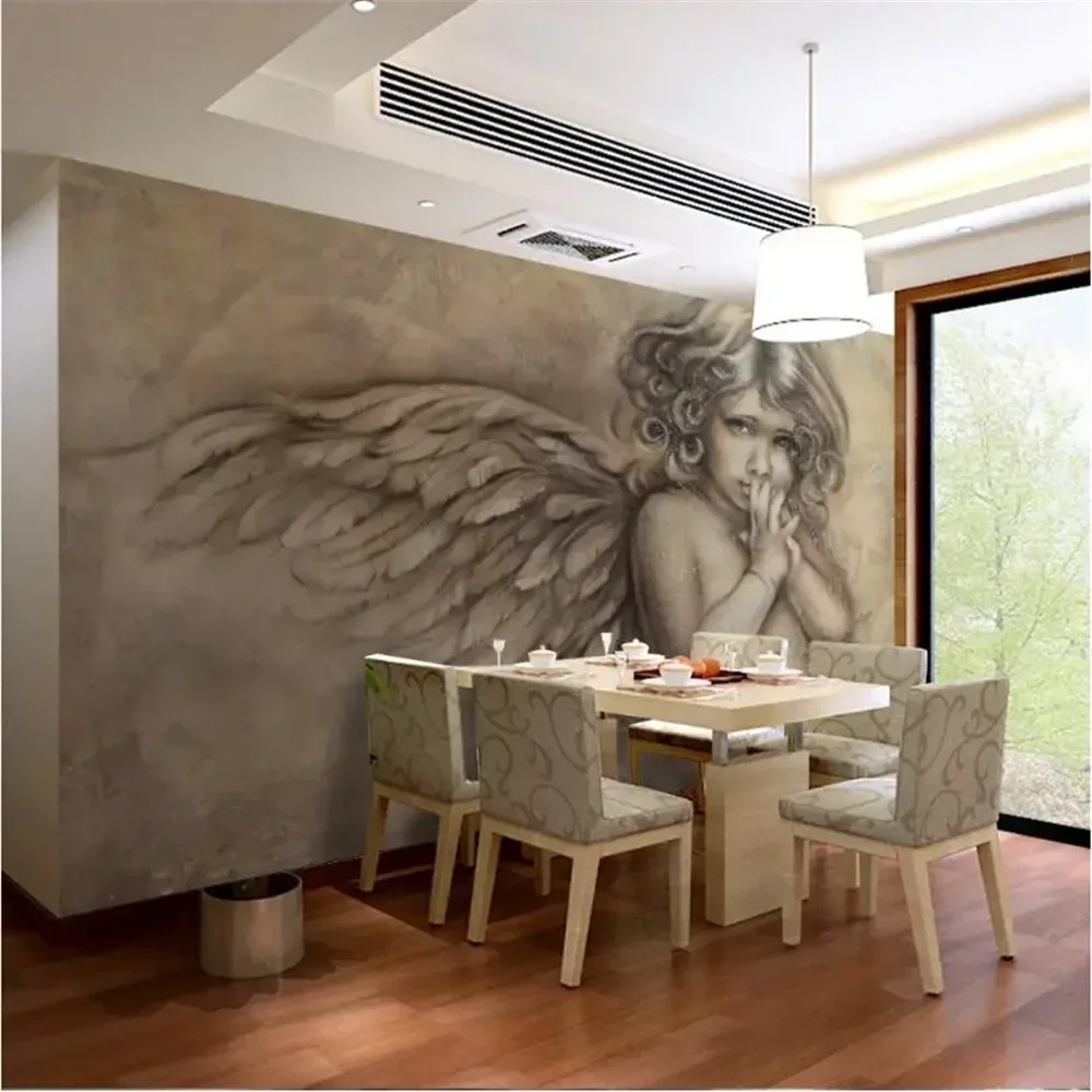 Custom Embossed little angel  Photo Mural Wallpaper For Bedroom Wall paper Painting murals wallpapers for living room Stickers
