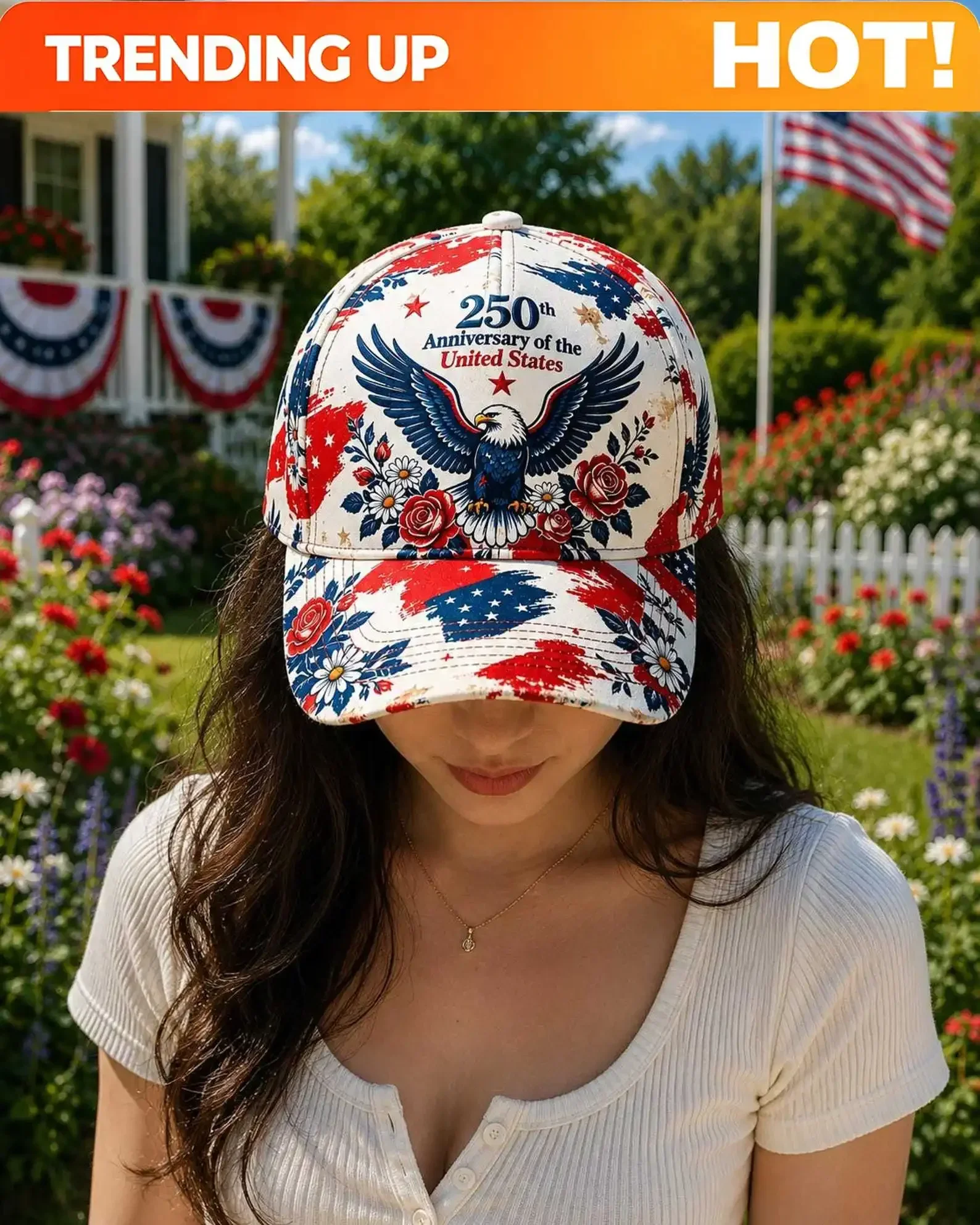 Customization All Over Print 250th Anniversary America Hat, Patriotic 3D Printed, This Patriotic Hat Is Perfect For Stereo Patte