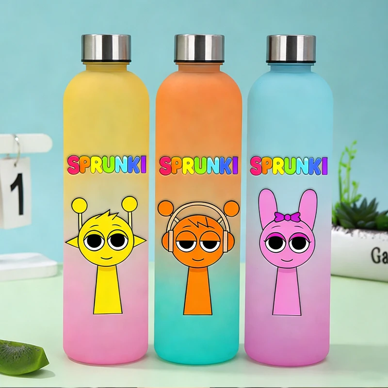 

900MLGame Sprunki Water Bottle Student Large Capacity Drink Bottles Cartoon Portable Kids Outdoor Sport Water Cup Birthday Gift