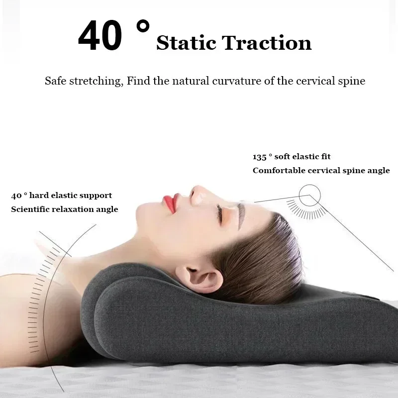 Electric Neck Massage Pillow Heating Shiatsu Vibration Neck Massage Back Cervical Traction Shiatsu Spine Support Memory Foam - Image 3