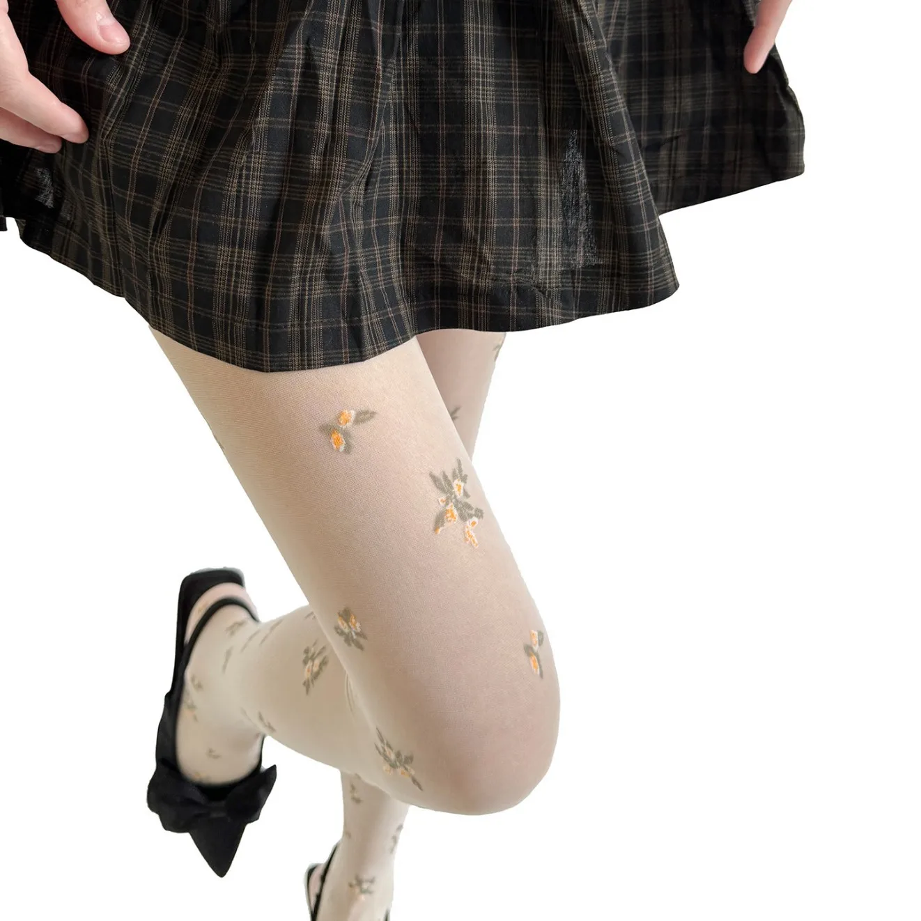Summer Ultra-thin Floral Printed Women Tights Sexy Lingerie Hosiery Body Stockings Lolita Thigh High Stockings Pantyhose Tights