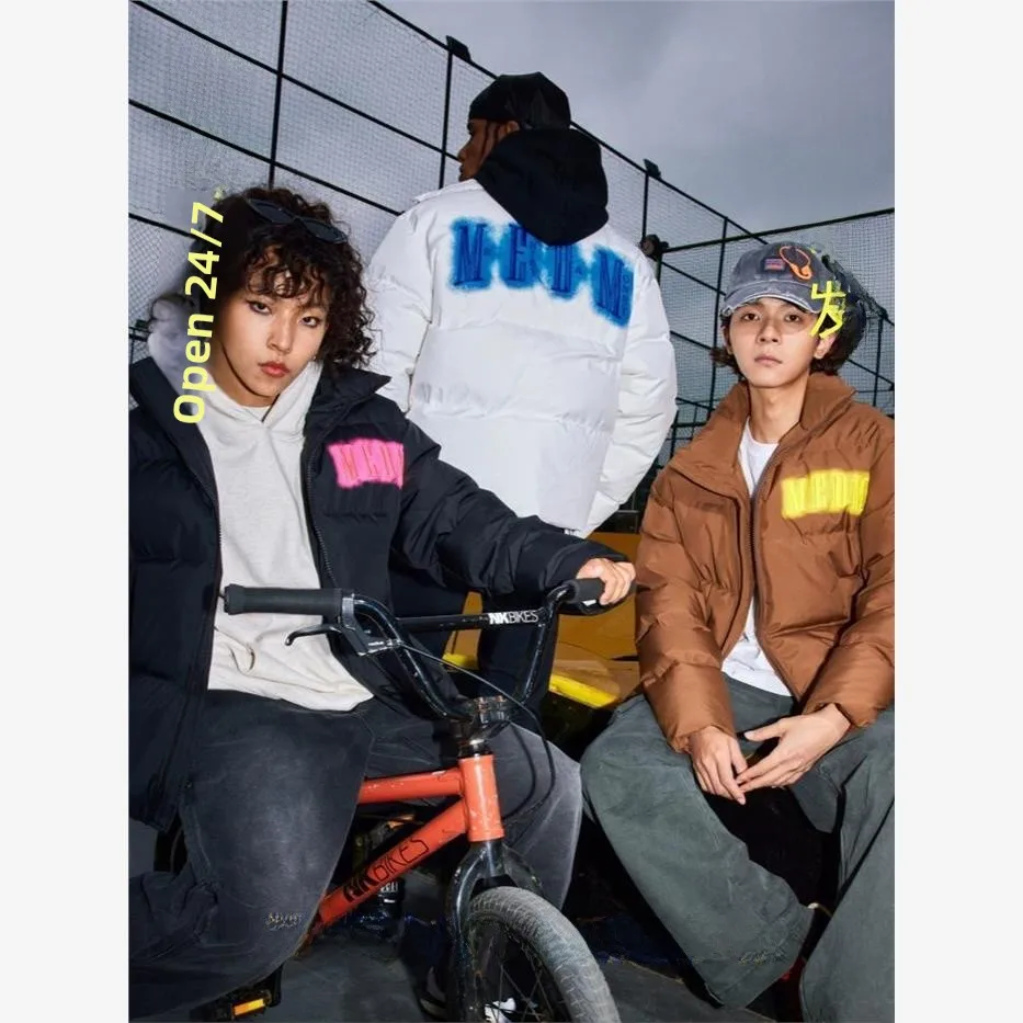 

Мужская короткая пуховая куртка с неоновой вышивкой, повседневная теплая зимняя модная верхняя одежда в американском стиле с наполнителем из пуха