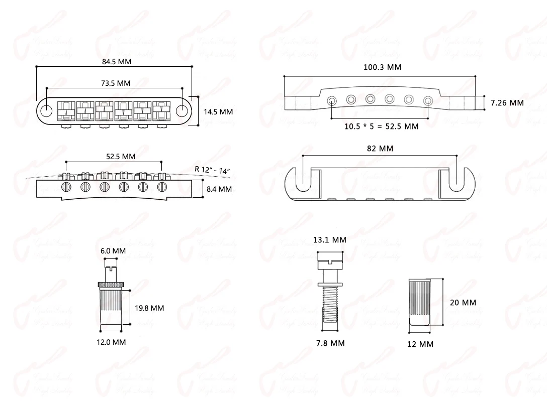 【Made in Japan】1 Set Titanium Alloy Tune-O-Matic Roller Saddle Bridge For LP SG