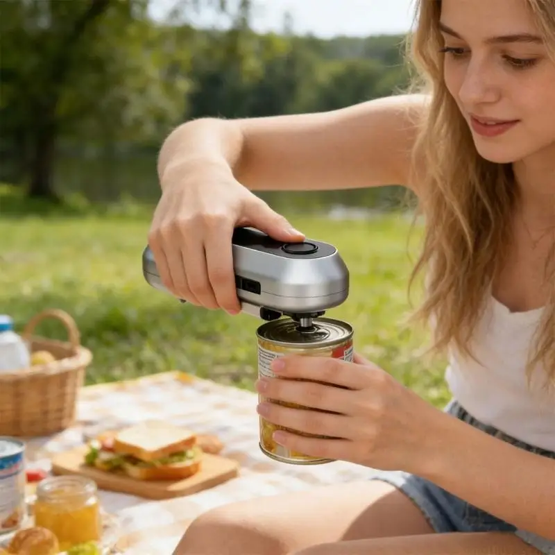 QX2E Simple To Use Electric Can Opener With Secure Opening No Manual Effort Required Perfect For Mature People And excursions