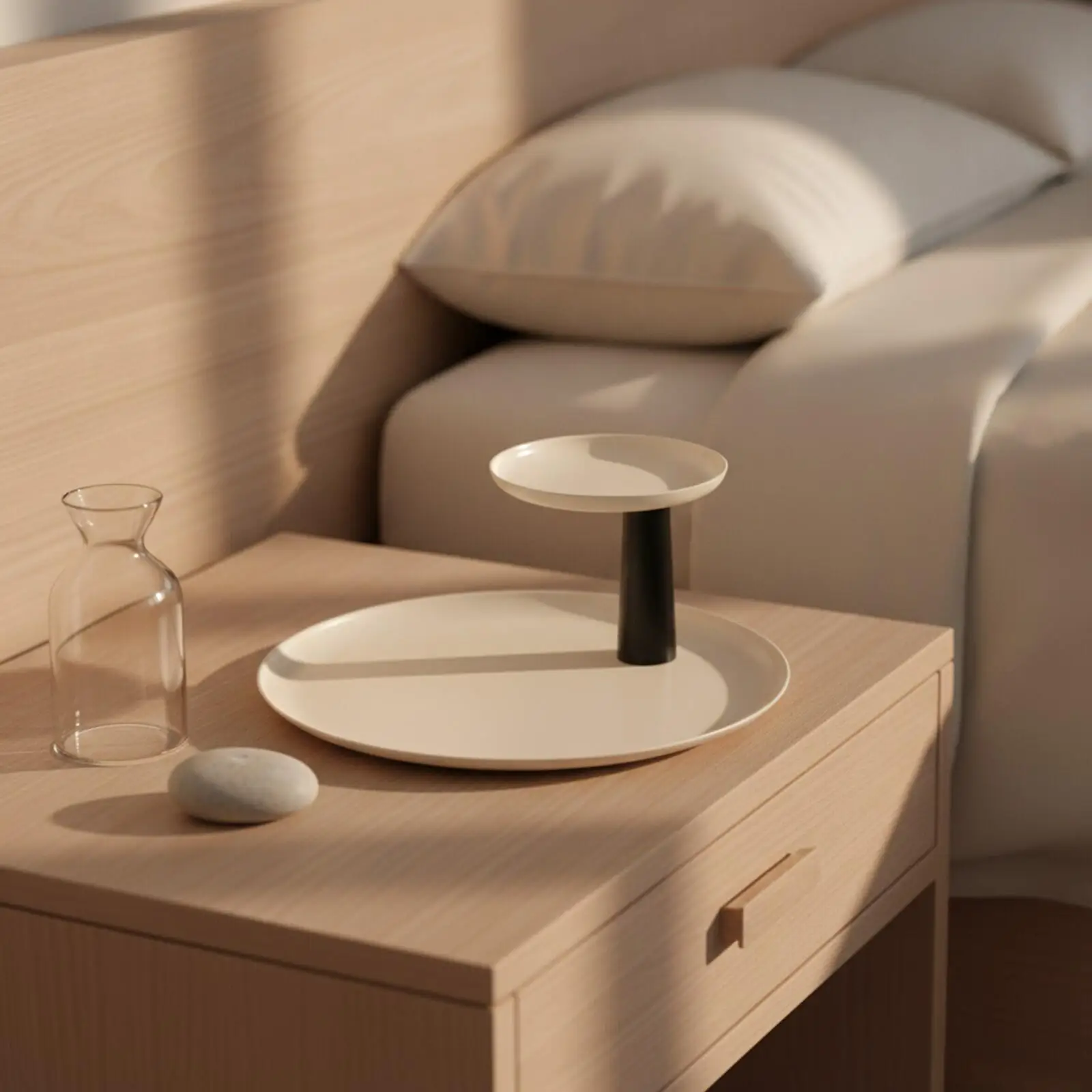 Wooden Stem Rotating Tray Two Layer Steel Round Storage Shelf for Cosmetics Small Items Bedroom Washroom Entryway Table Use