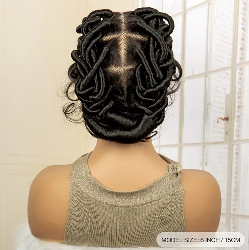 New Arrival Synthetic Short Braided Wigs with Baby Hair Full Lace Bantu Knotless Box Braiding Wig for African Black Women