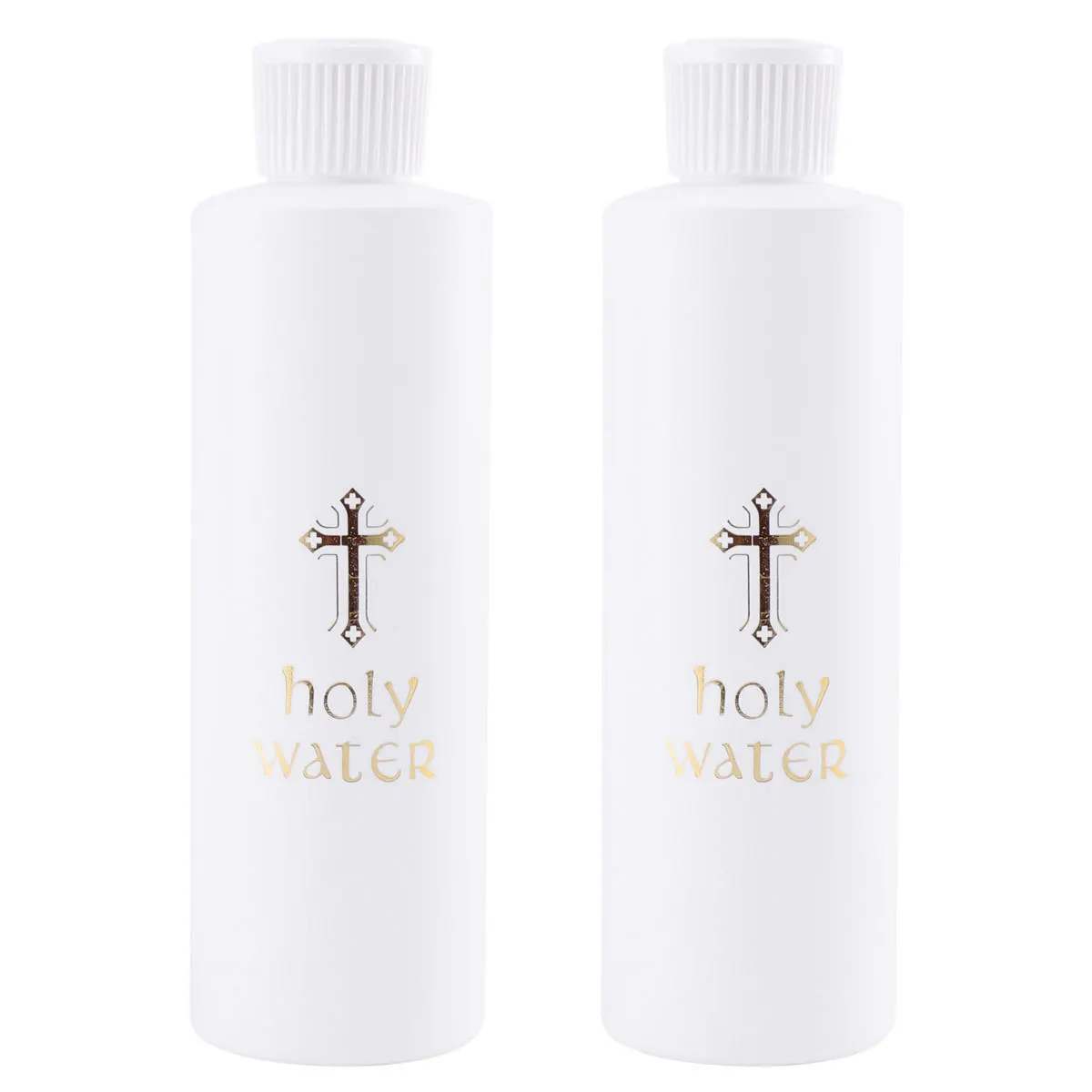 Church Holy Water Container 2pcs Jesus Cross Design Empty Bottle for Exorcism Cylindrical 16.5 cm Religious Gift Plastic