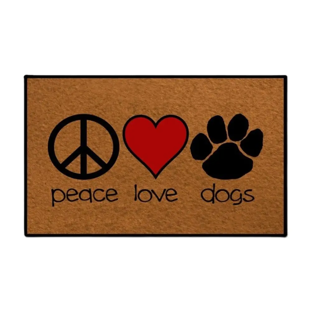 

Peace Love Dogs Funny Doormat Outdoor Indoor Porch Patio Party Carpet Home Decor Floor Door Mat Rug Rubber Non Slip Waterproof