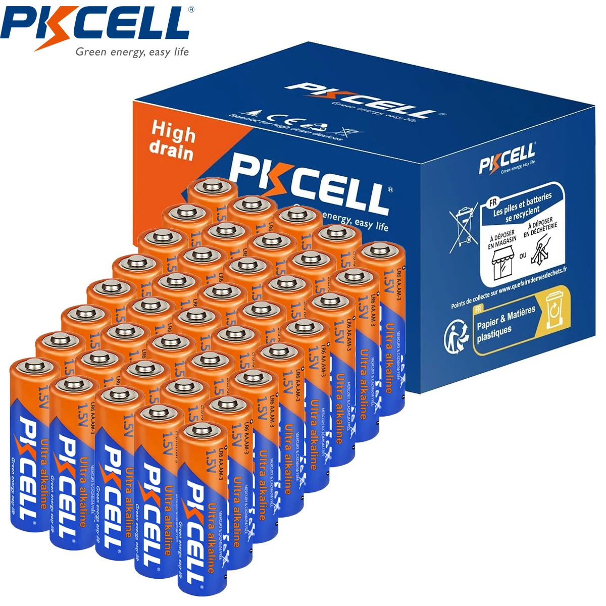 40PC PKCELL AA LR6 E91 AM3 MN1500  1.5V Alkaline Battery 3A AA Dry Batteries for Keyboards Clocks toy flashlight camera