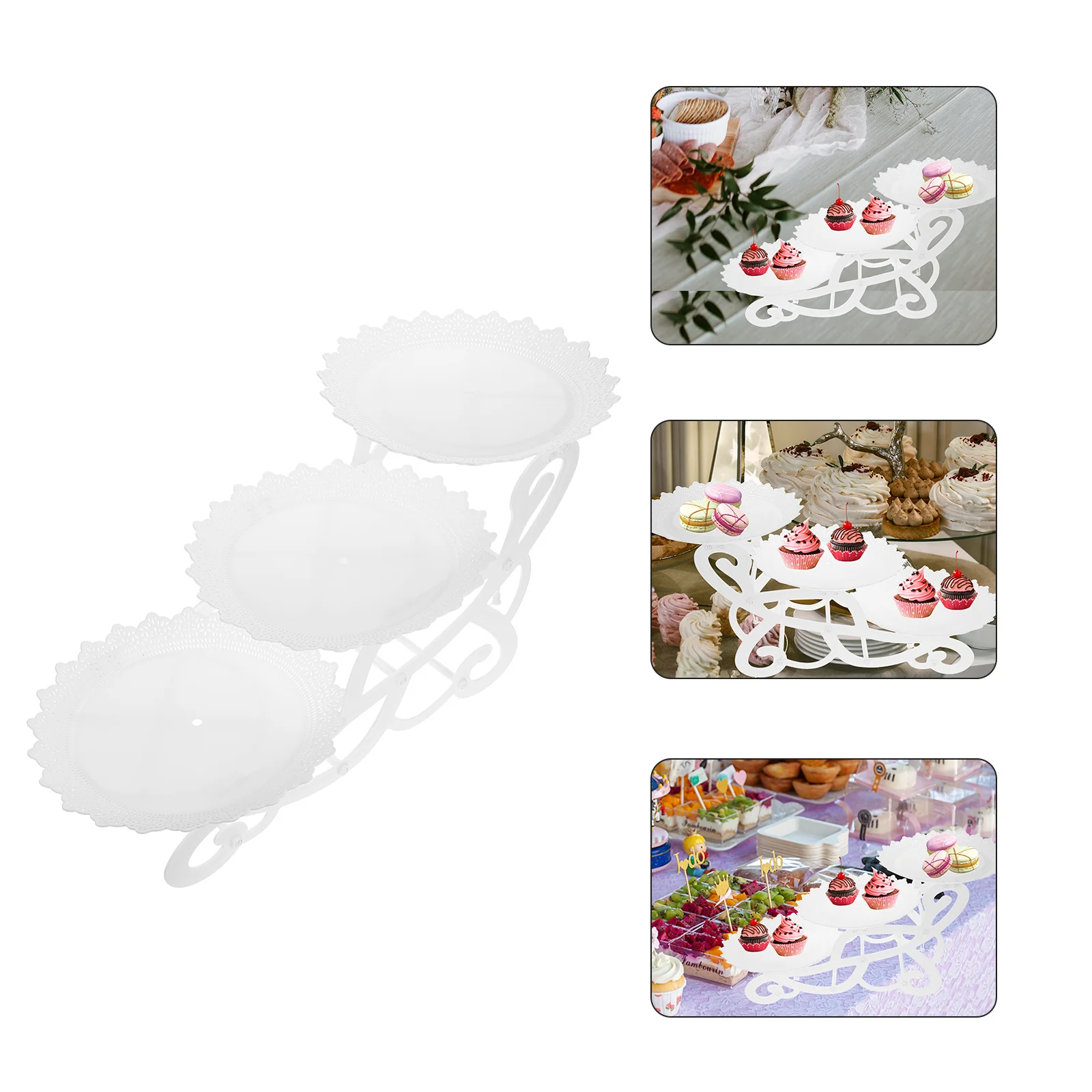 

1Set Dessert Storage Rack Three Layer Cake Serving Stand Decorative Display Rack Versatile Fruit Holder Birthday Party Tabletop