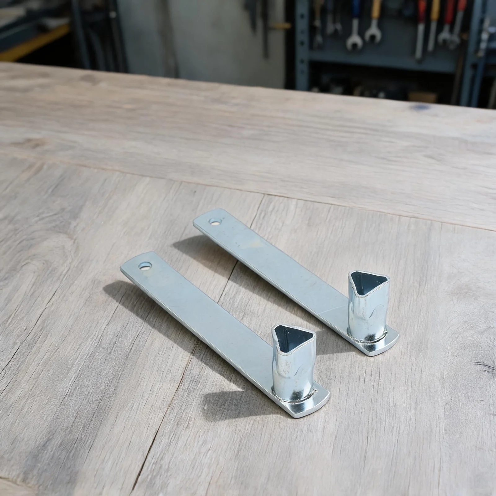 Steel Construction Triangular Bollard Key for Weather Exposure Applications Featuring Galvanized Coating and Dual Heads