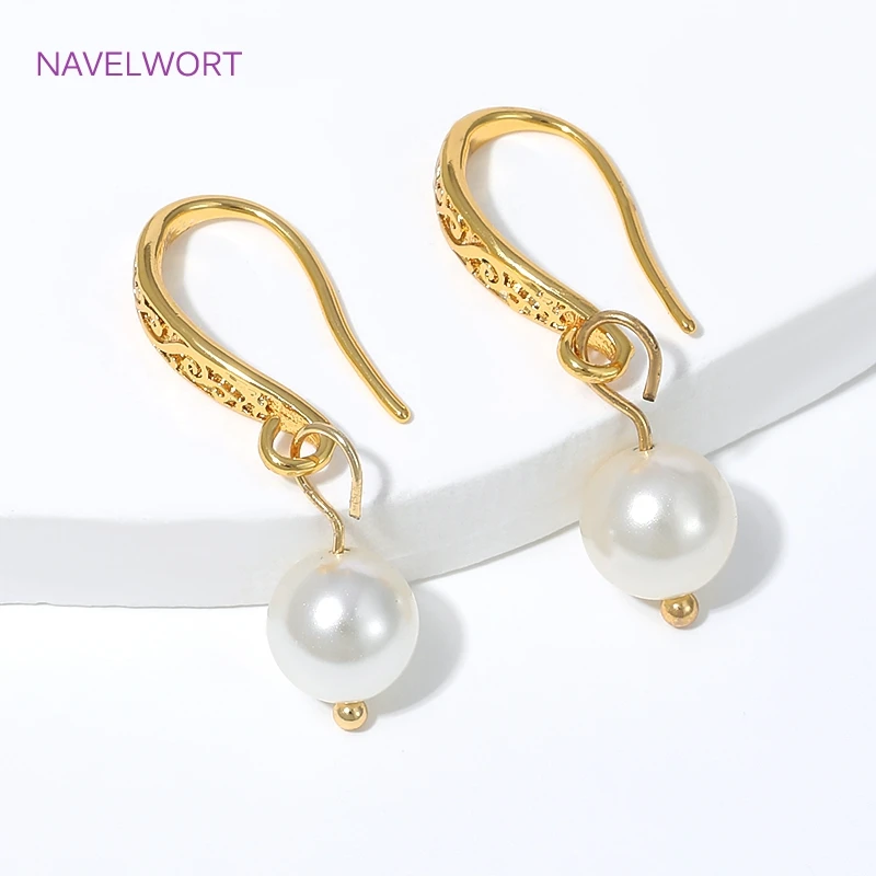 18K Gold Plated Brass Print Earring Hook Ear Wire For Earring Making,Hooks For Earrings,DIY Earrings Making Accessories