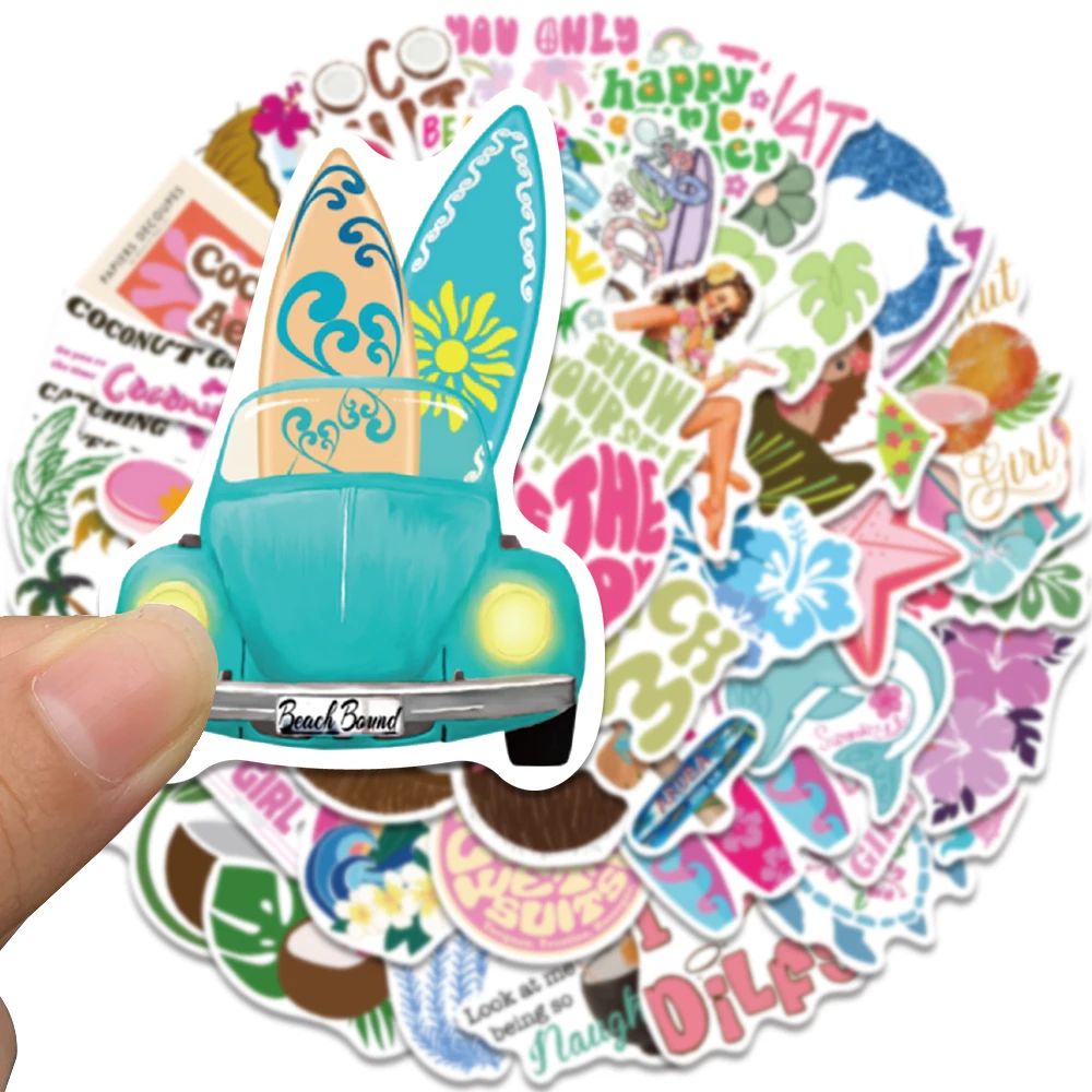 50pcs Pink Coconut Girl Stickers Aesthetic Graffiti Decals For Kids Laptop Luggage Skateboard Scrapbook Diary Sticker