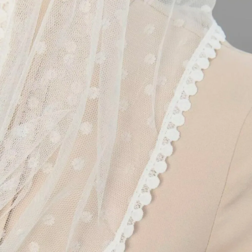 

Ретро-шарф из мягкого кружева в горошек, треугольная вуаль, тонкая шаль, свадебное покрывало для лица, для различных мероприятий