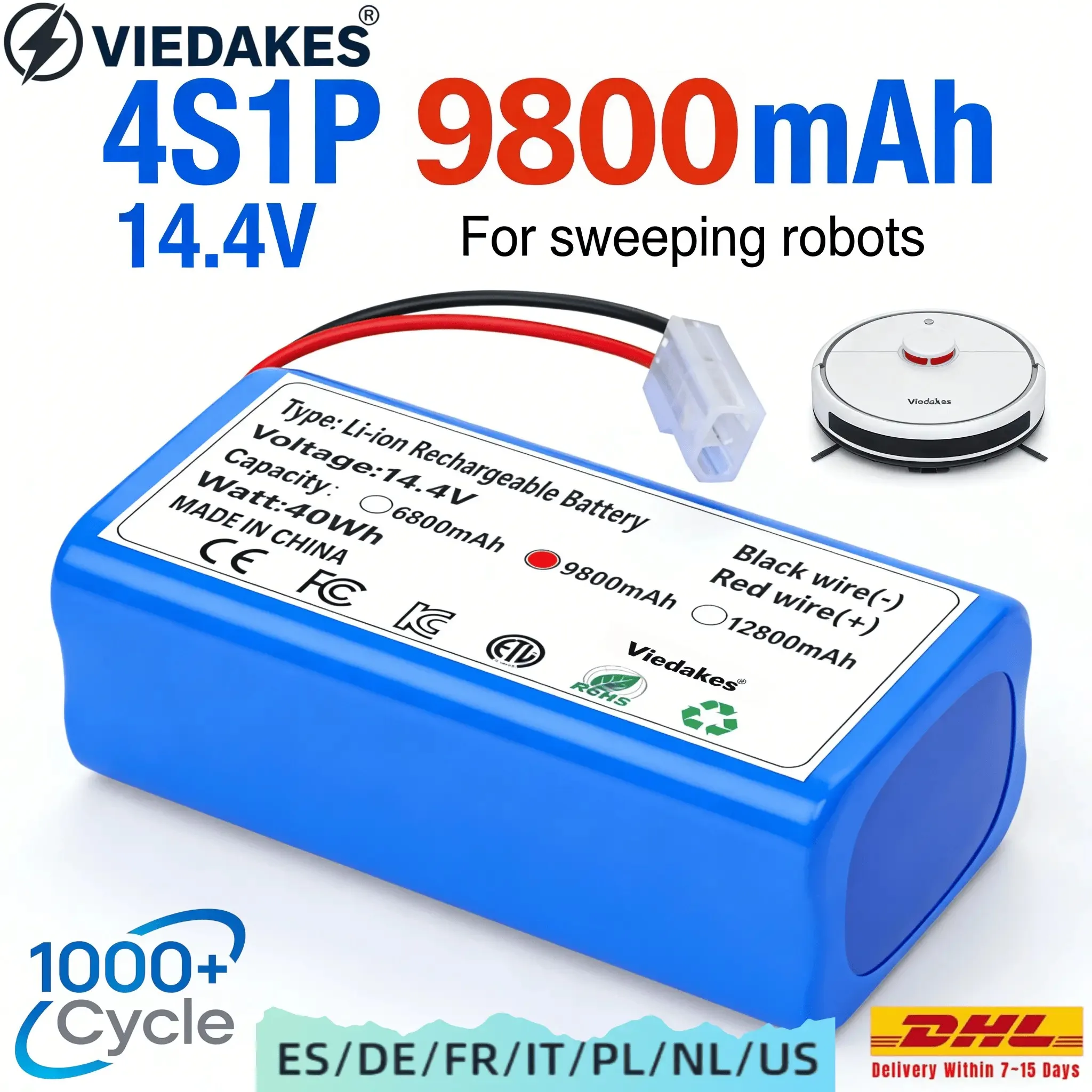 

High-Quality 18650 Batteries 14.4V 6800mAh Li-ion Battery For XIAOMI MIJIA MI Robot Vacuum-Mop Essential MJSTG1 Vacuum Cleaner