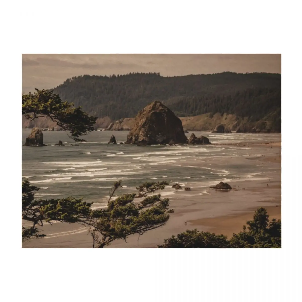 

Beach Water Travel - Cannon Beach Oregon Wall Art Throw Blanket Decorative Beds Luxury Thicken Flannel Custom Blankets