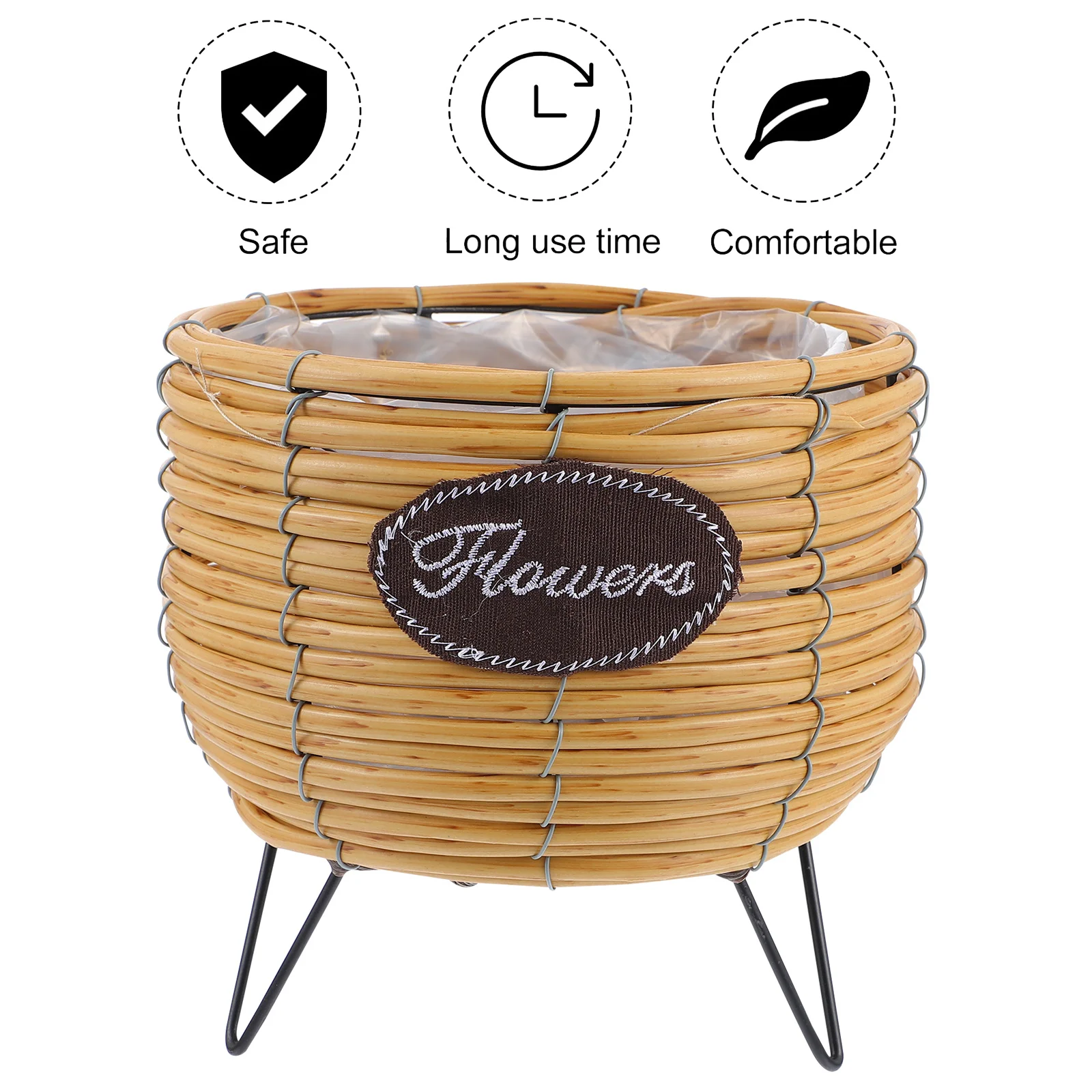 

1 pc Flower Rack Rattan Flowerpot For Succulents Cactus Herbs Modern Plant Pot Desktop Storage Holder Practical Bonsai Container