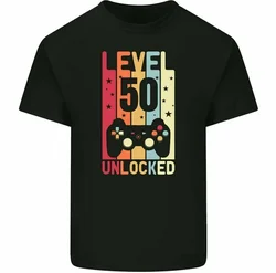 50th Birthday T-Shirt 1975 Mens Funny LEVEL UNLOCKED 50 Year Old Gaming Tee Tops Graphic T Shirts Men Clothing Cotton Shirts
