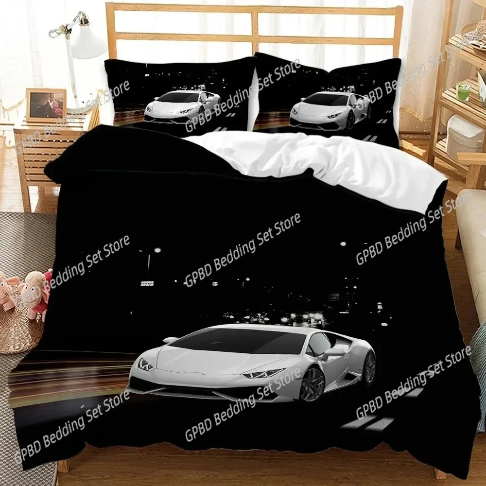 

Race Car Comfortable Duvet Quilt Cover Pillowcase Bedding Set Children Bedroom Decoration Home Textile