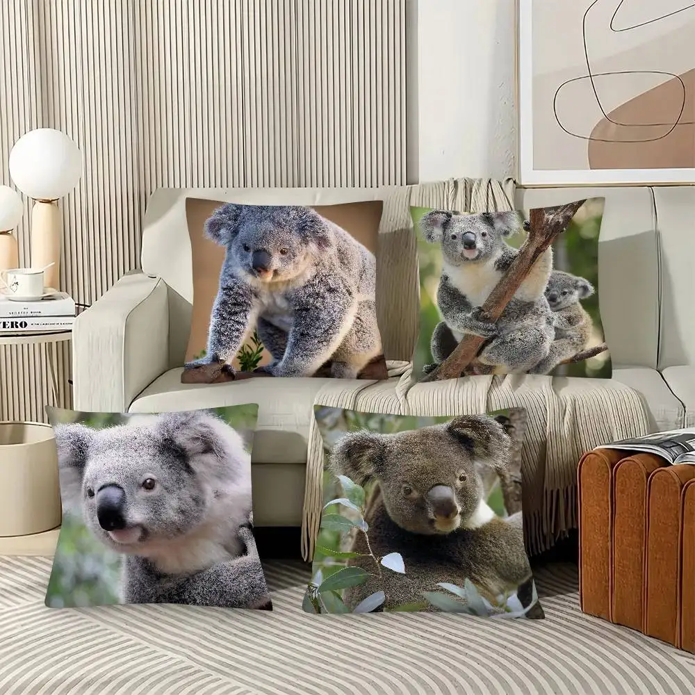 Cute Koala Pillow Case Fashion Square Pillowcase Bedroom Sofa Room Ins Decoration Leisure