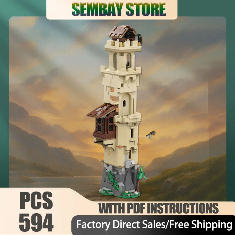 

Модель пиратской крепости Moc, строительные кирпичи, модульный маяк, технология, блоки, рождественские игрушки «сделай сам», строительные подарки