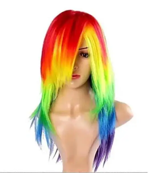 Synthetic Hair Women's Cosplay Multi Color Heat Resistant Party Wig Free Shipping