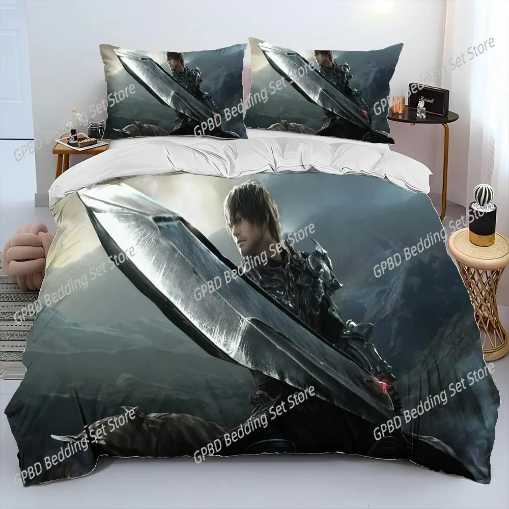 Final Fantasy Series Games Cartoon Comforter Bedding Set,Duvet Cover Bed Set Quilt Cover Pillowcase,king Queen Size Bedding Set