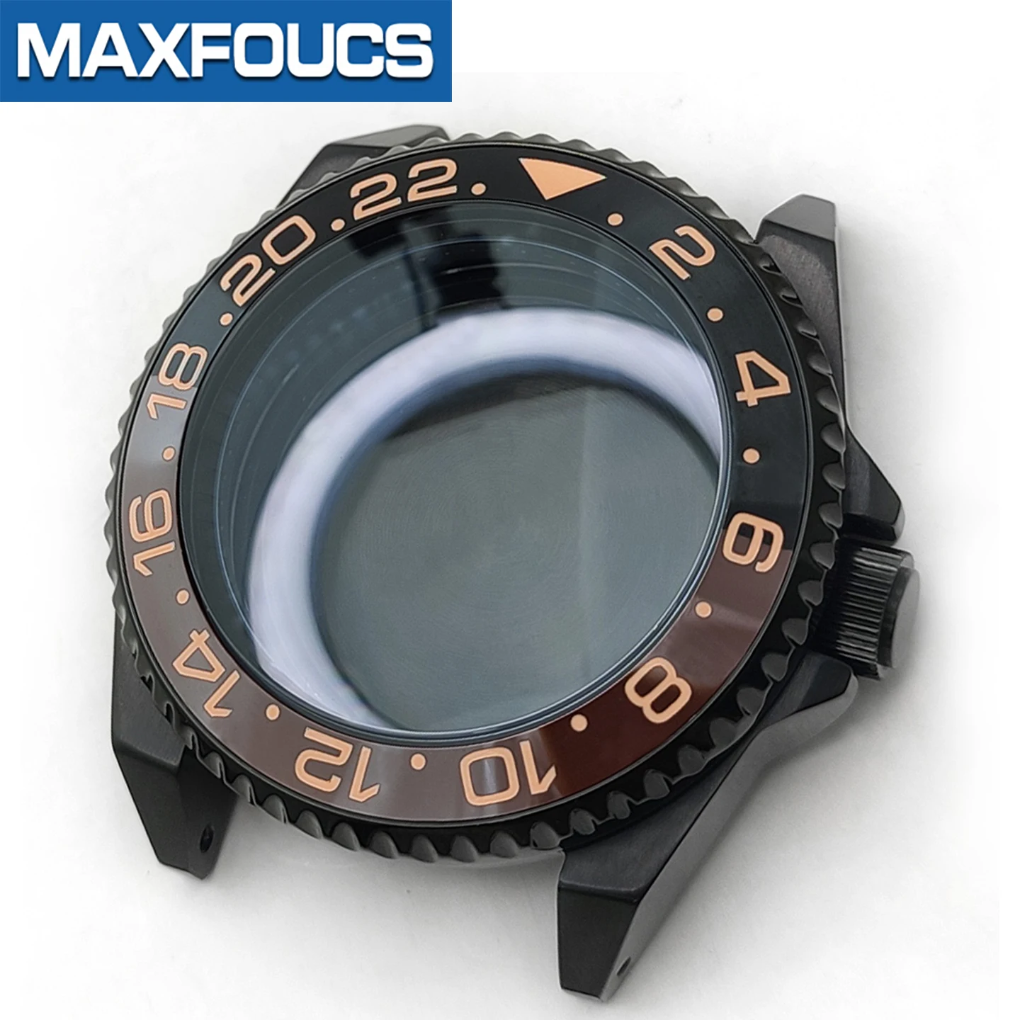 Samurai glänzendes schwarzes Edelstahl-Uhrengehäuse SKX MOD NH35 NH34 mit 3'O-Uhrkrone, Saphirglas, individuelles Zubehör – Detail 13