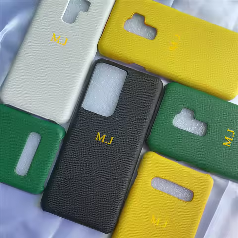 Luxury Personalize Customize Name Letter Leather Case For Samsung S22 Ultra S24 S23 S21 S20 Plus Note 20 10 pro S10 S9 Cover