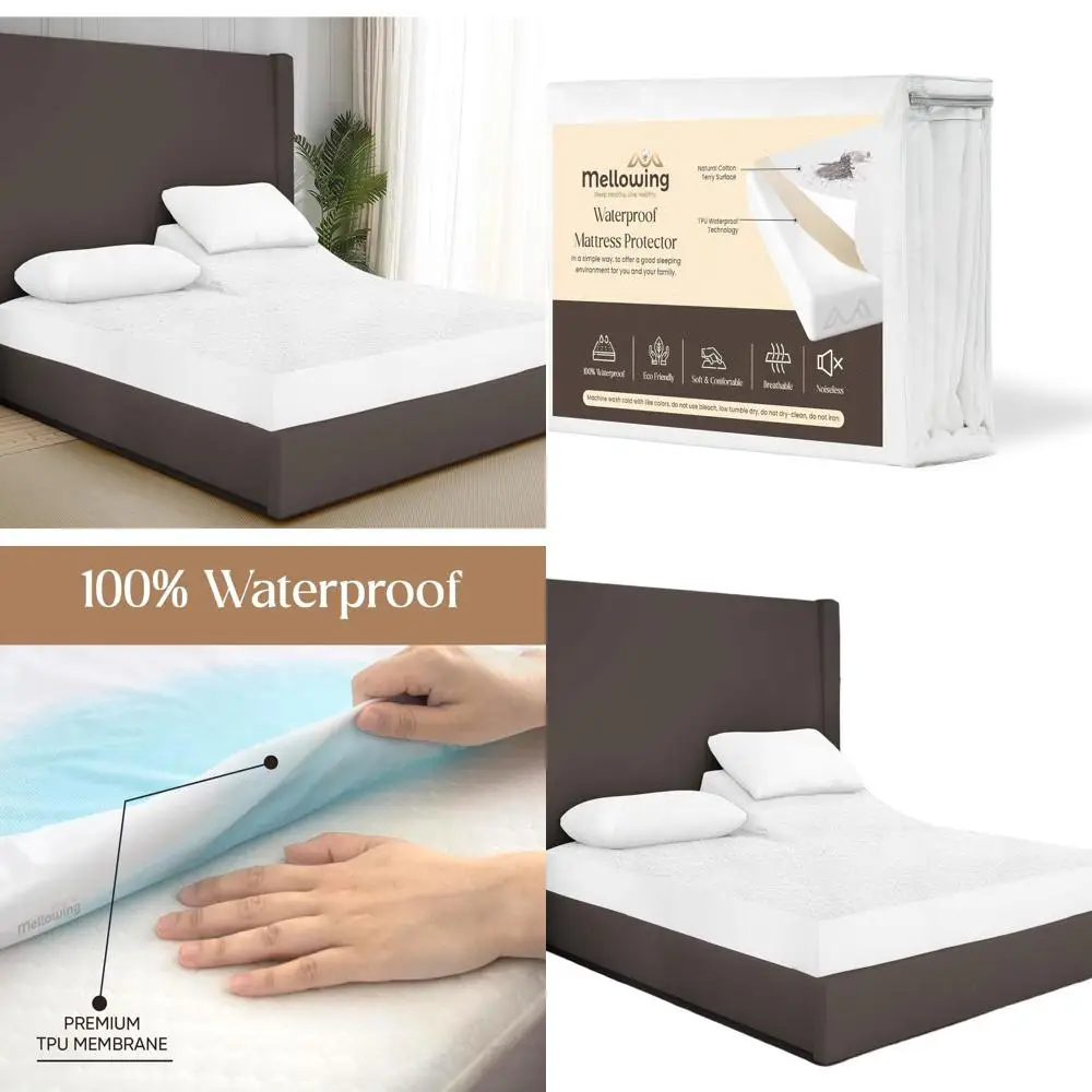 

Ultra Soft Waterproof Breathable Mattress Protector for Cal King Adjustable Beds - Fits up to 34 x 21 Deep Pocket