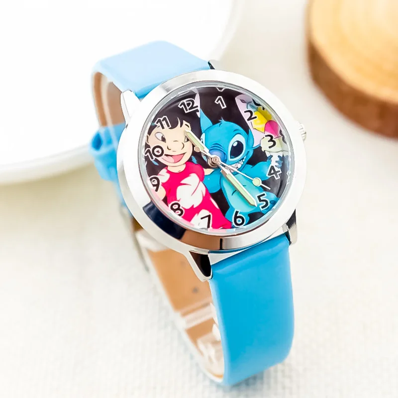 MINISO Watch Cute Anime Cartoon Character Stitch Night Glow Belt Quartz Men\'s and Women\'s Watch as a Birthday Gift for Children