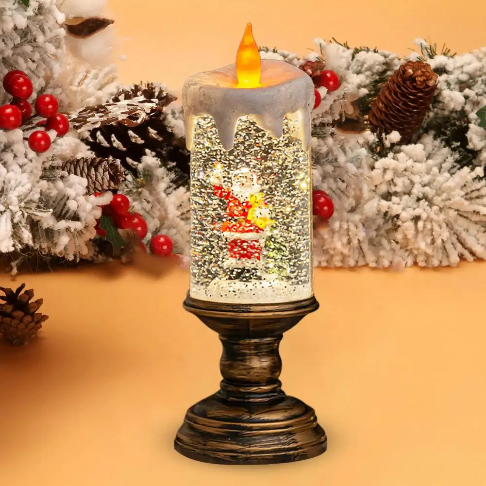 Resin Christmas Candles Festive Christmas Flameless Led Candles for Holiday Decorations Santa Claus Snowman Flickering Candle