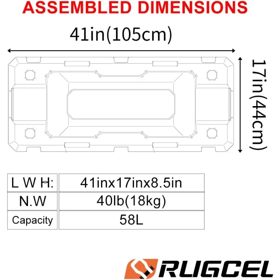 RUGCEL Caja seca impermeable de 58 L para aventuras generales y todoterreno de alta resistencia: estuche de almacenamiento duradero ideal para equipamiento de camping en automóvil Ro