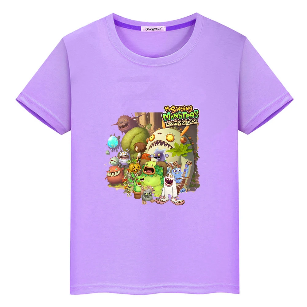 My Singing Monsters Game Cartoon T-shirt Kawaii Cartoon Graphic Children Tee-shirt 100% Cotton Casual Summer Tshirt Boys/Girls