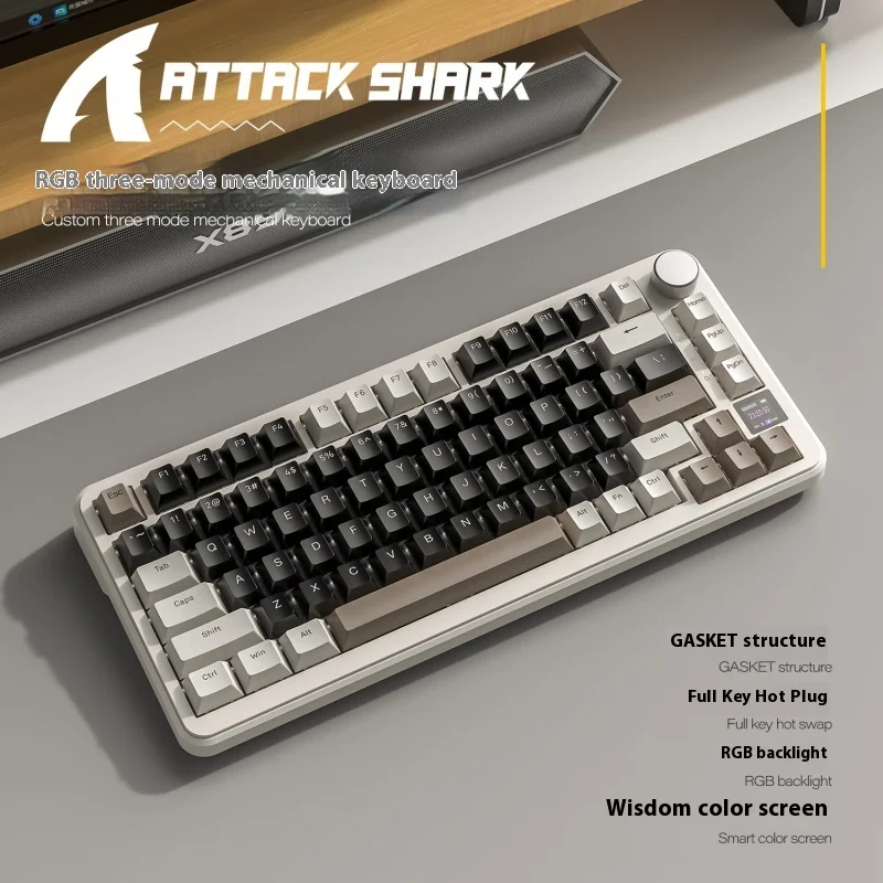 

Attack Shark X85pro 3-Mode 2.4g Wireless Mechanical Keyboard Bluetooth Rgb With Display Customized Hot-Swappable Gaming Keyboard